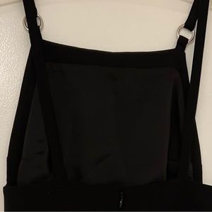 Cinq A Sept Black Ruffle Midi Mermaid dress w/Stripes. Very chic.Great condition